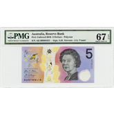 2016 Australia $5 Banknote Polymer - PMG 67 EPQ