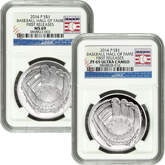 2014 Baseball Hall of Fame Silver Dollar Set - PF69/MS69 First Releases