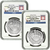 2014 Baseball Hall of Fame Silver Dollar Set - PF70/MS70 First Releases