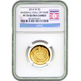 2014 Baseball Hall of Fame $5 Gold Proof NGC PF70