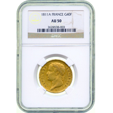 1811-A Gold French 40 Franc - NGC AU50