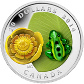 2014 Silver Canadian $20 Water Lily with Venetian Glass Leopard Frog