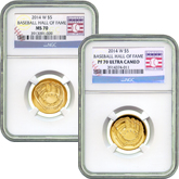 2014 Baseball Hall of Fame Gold $5 2-Coin Set NGC PF70/MS70