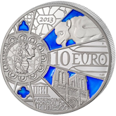 2013 10€ Proof Silver Notre Dame 850th Anniversary with Enamel