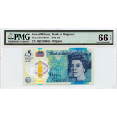 2015 Great Britain £5 Banknote Polymer - PMG 66 EPQ