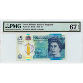2015 Great Britain £5 Banknote Polymer - PMG 67 EPQ