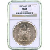 1977 Silver French 50 Franc “Hercules” - NGC MS63