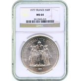 1977 Silver French 50 Franc “Hercules” - NGC MS64